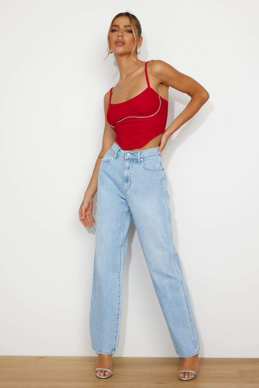 Glam Look Crop Top Red