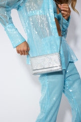 BILLINI Bella Clutch Bag Silver Diamante