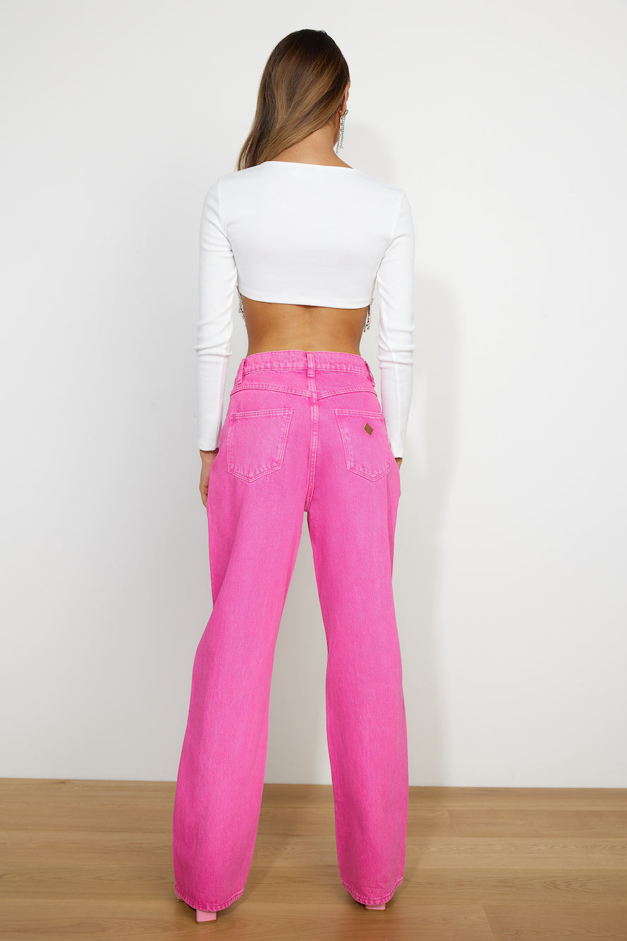 ABRAND Slouch Jeans Super Pink Stoned
