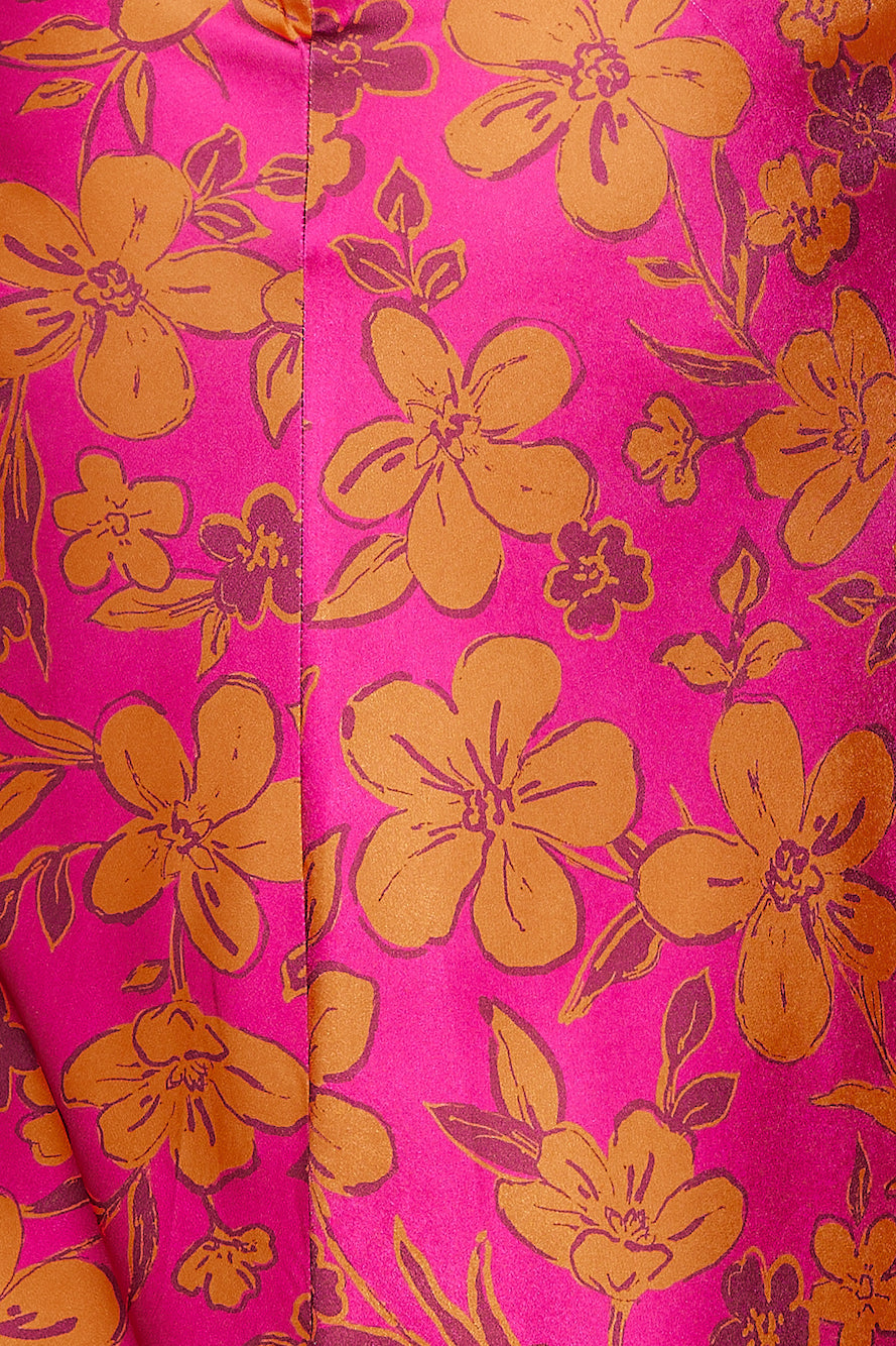 Florals On My Mind Satin Maxi Dress Pink