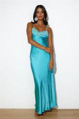 Dreams Of Silk Maxi Dress Aqua