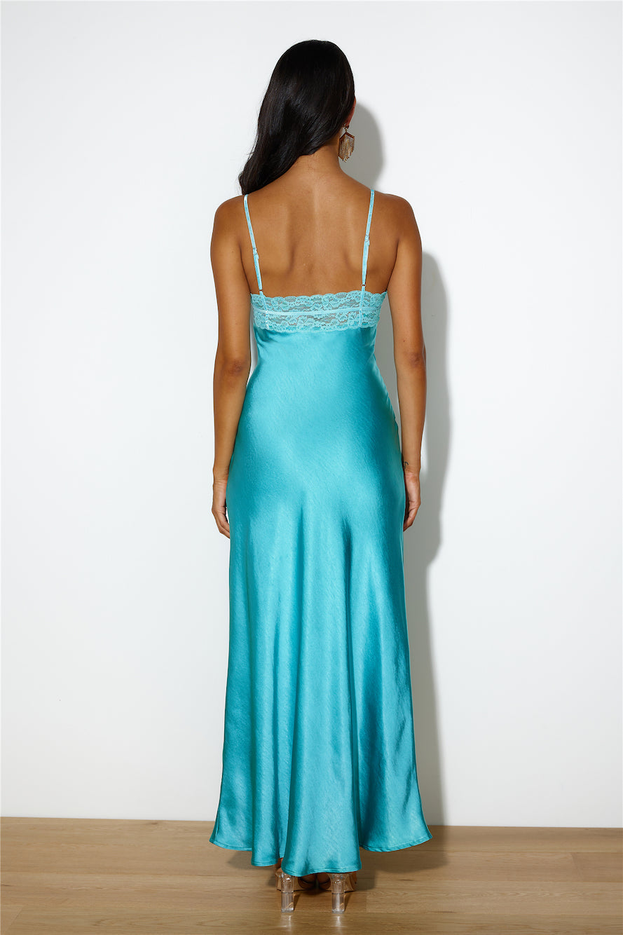 Dreams Of Silk Maxi Dress Aqua