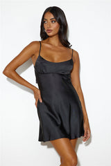 Famous Fit Satin Mini Dress Black