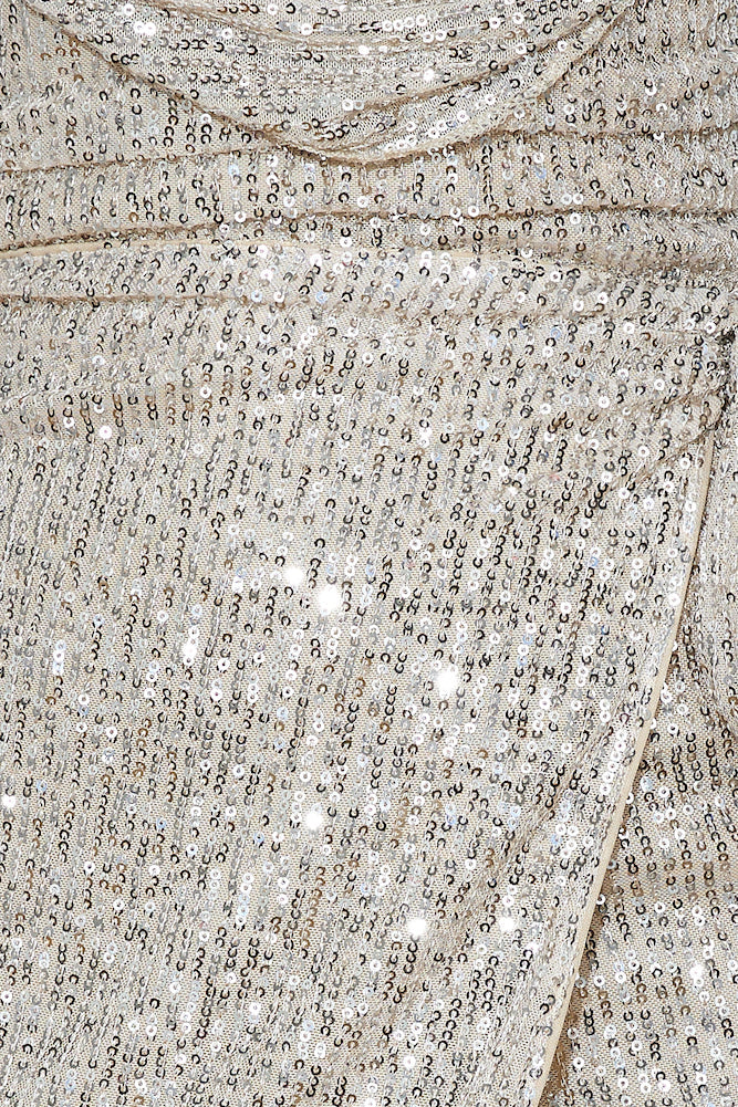 Mirror Magic Sequin Mini Dress Beige