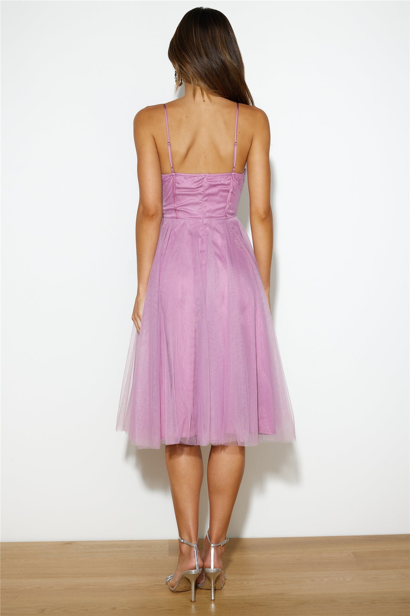 Glam Feeling Tulle Midi Dress Pink