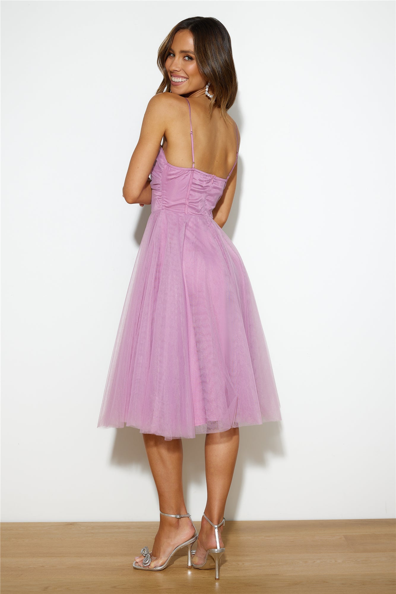 Glam Feeling Tulle Midi Dress Pink