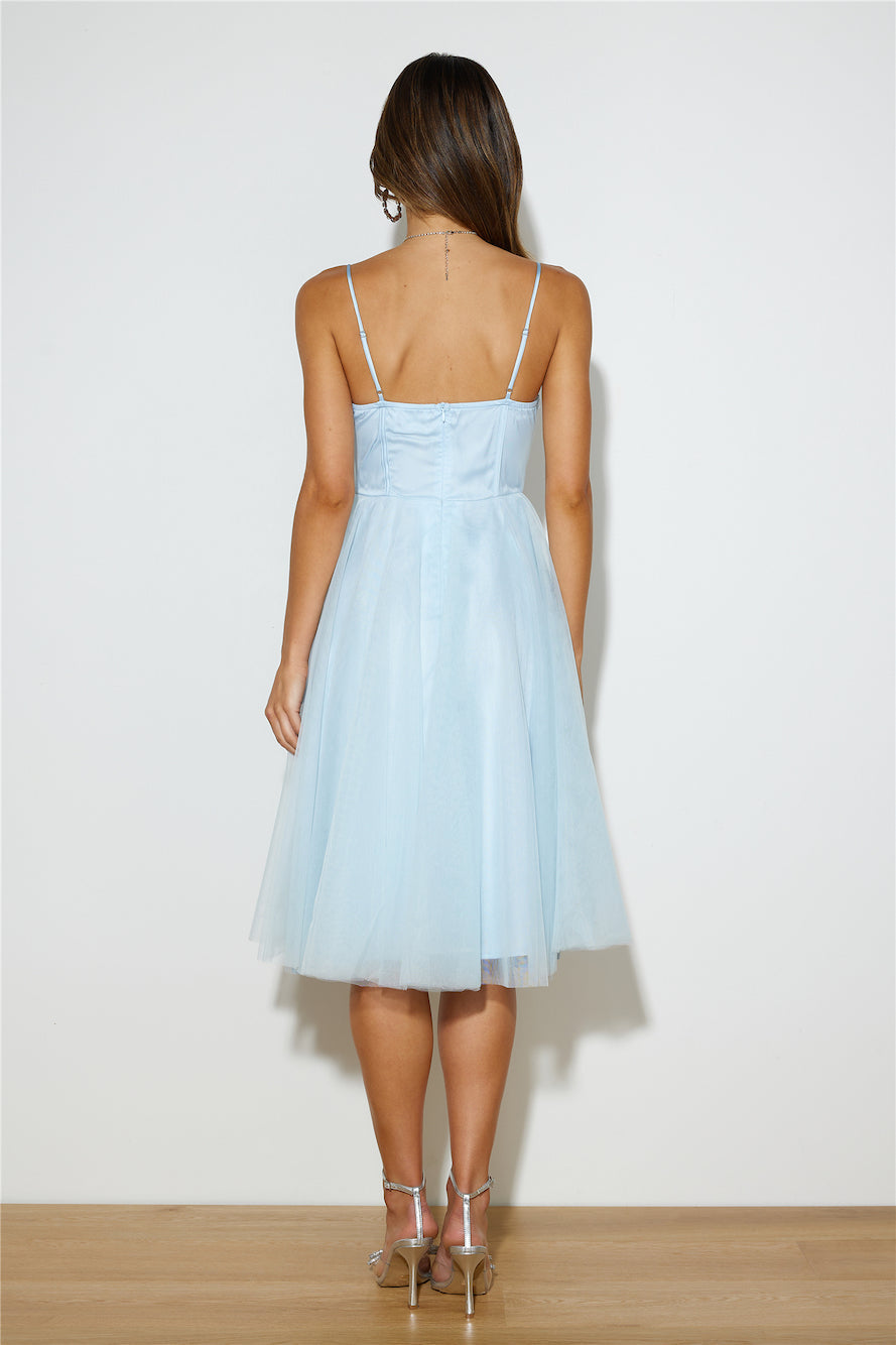 Glam Feeling Tulle Midi Dress Blue