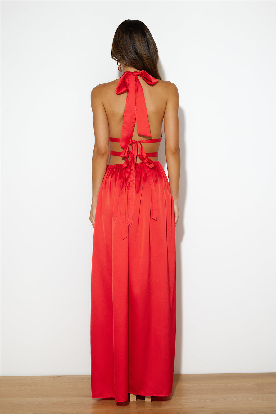 No Cares Midi Dress Red