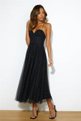 Glitter Sprinkle Midi Dress Black