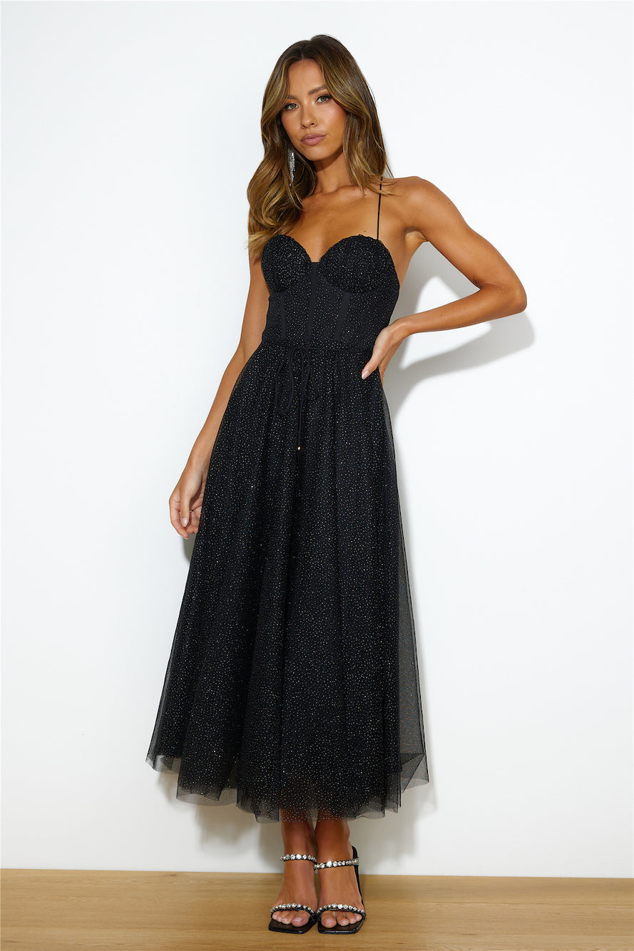 Glitter Sprinkle Midi Dress Black