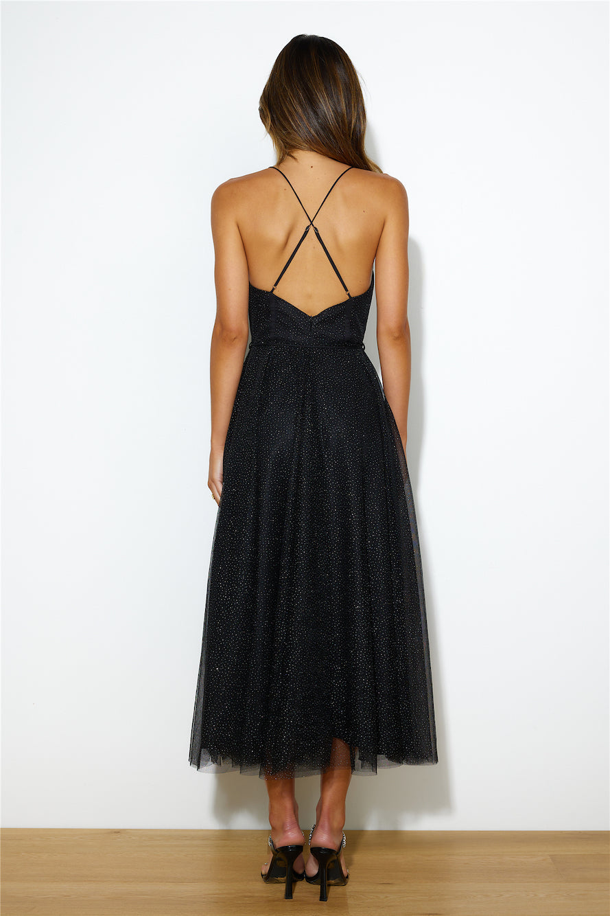 Glitter Sprinkle Midi Dress Black