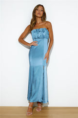 Own The Dance Satin Midi Dress Midnight Blue