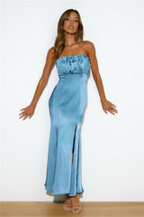 Own The Dance Satin Midi Dress Midnight Blue