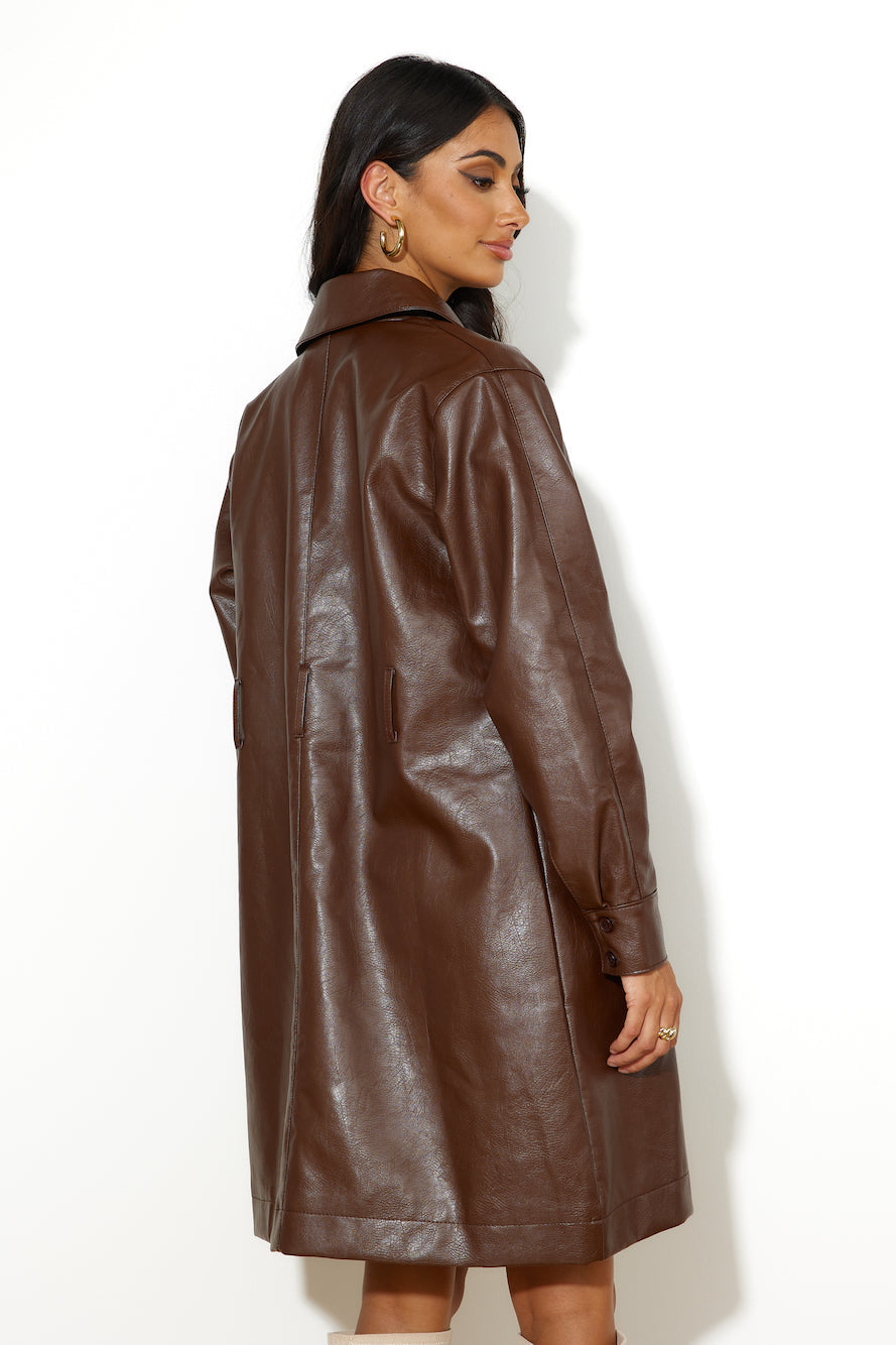 FINDERS KEEPERS Mia Pu Trench Coat Chocolate