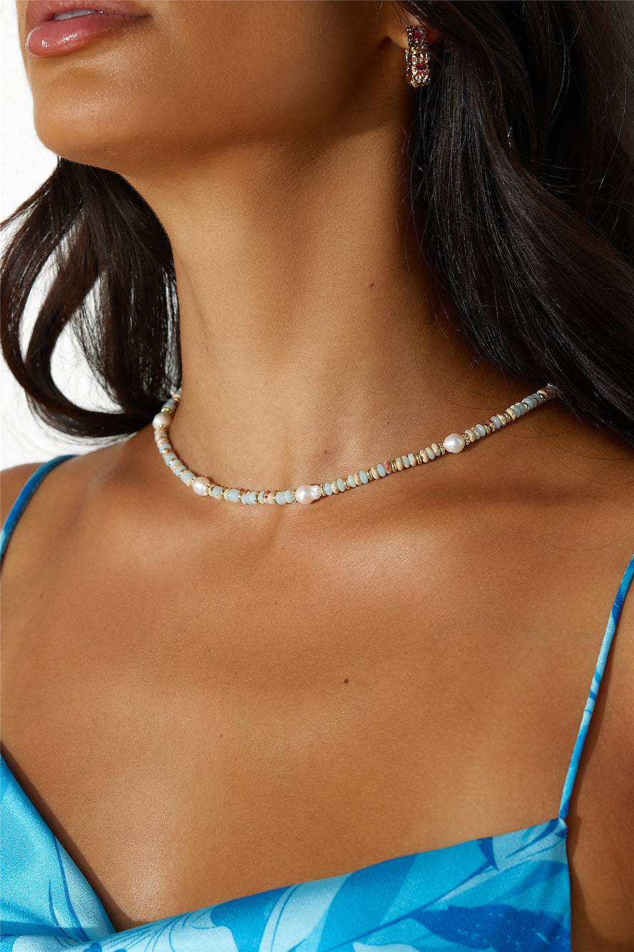Beaded Loved Necklace Brass