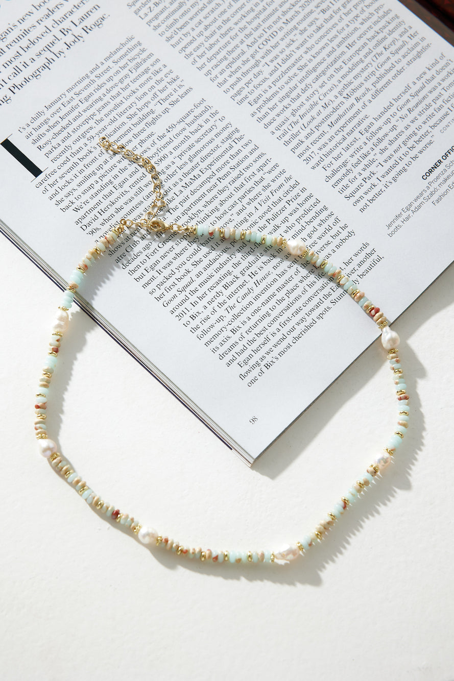 Beaded Loved Necklace Brass