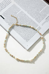 Beaded Loved Necklace Brass
