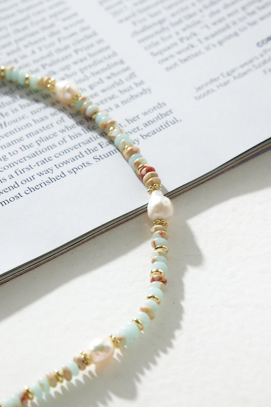 Beaded Loved Necklace Brass