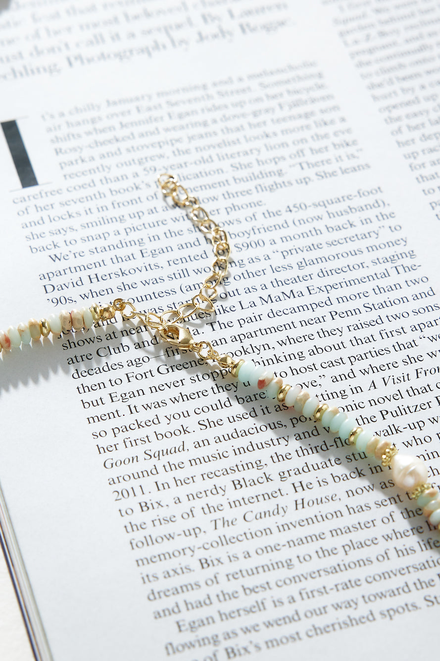 Beaded Loved Necklace Brass