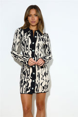 C/MEO COLLECTIVE Nothing Less Long Sleeve Knit Dress Shapes Print