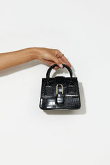 BILLINI Abby Handle Bag Black Croc