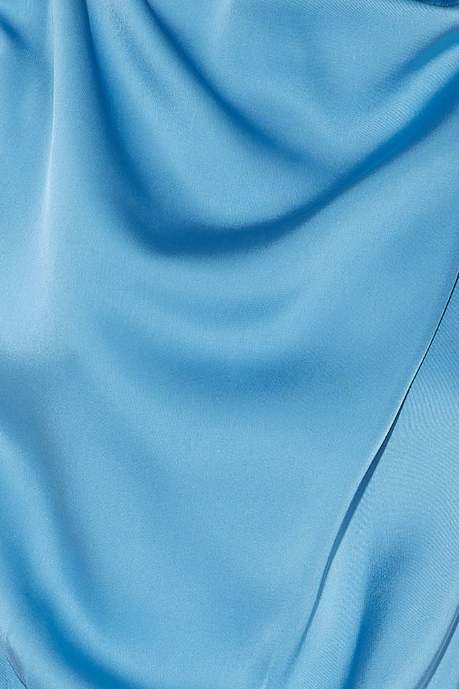 On A Drive Satin Romper Blue