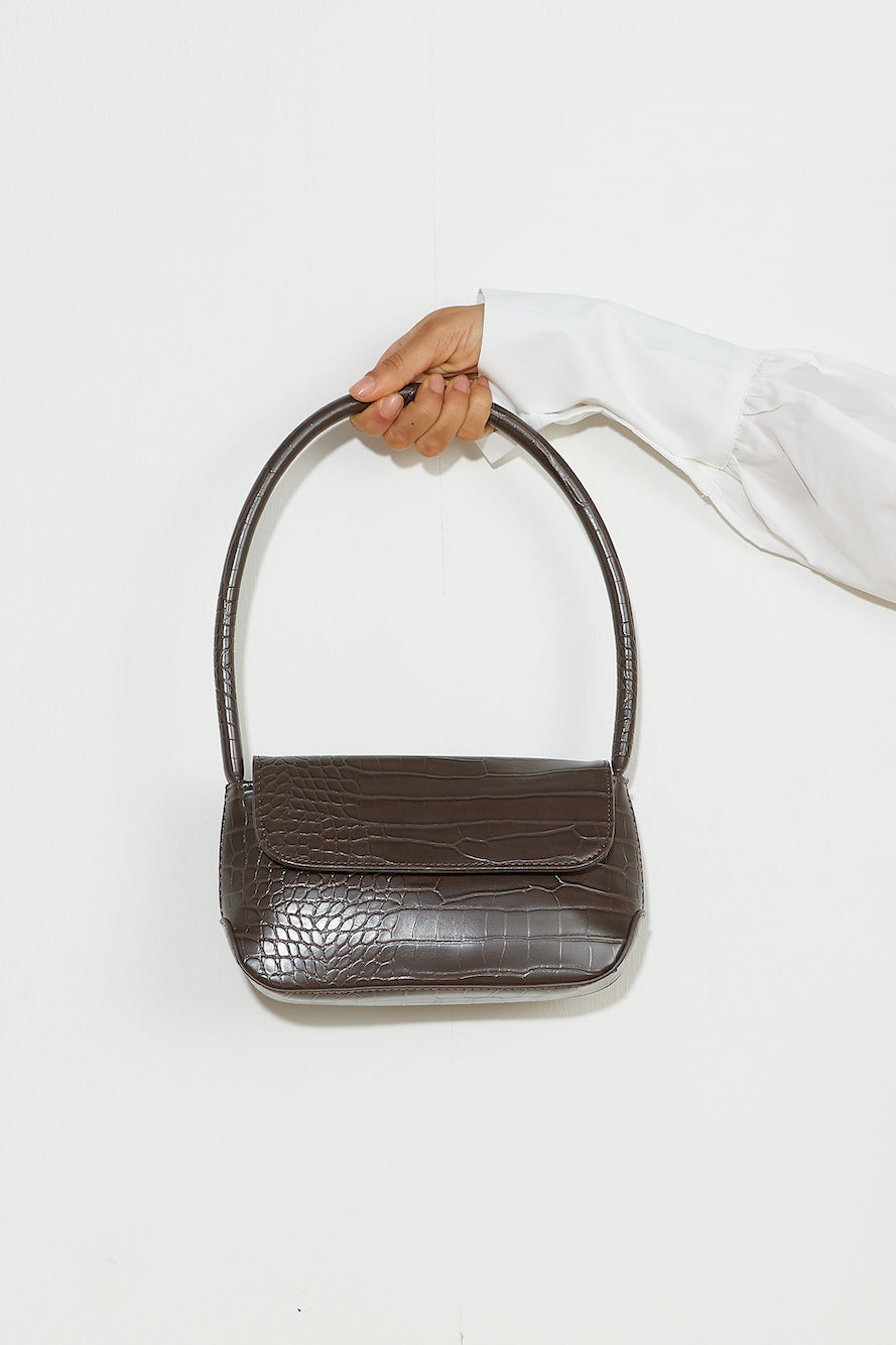 BILLINI Izalia Shoulder Bag Dark Chocolate Croc