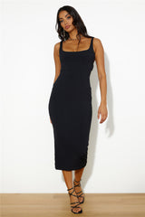 Girls' Night Ribbed Midi Dress Black