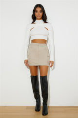 In Or Out Knit Crop Top White