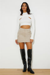In Or Out Knit Crop Top White