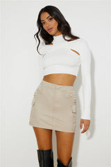 In Or Out Knit Crop Top White