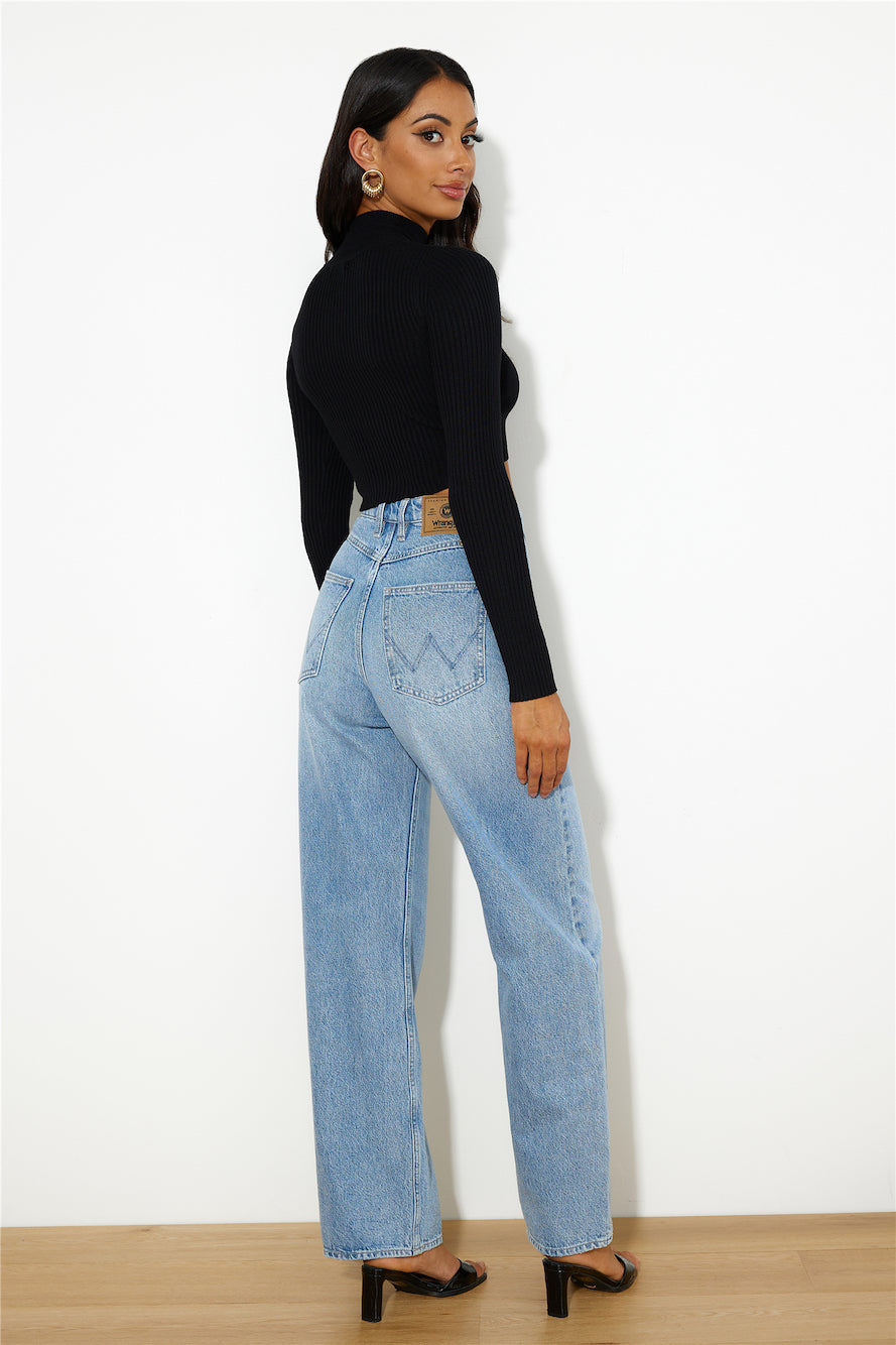 In Or Out Knit Crop Top Black