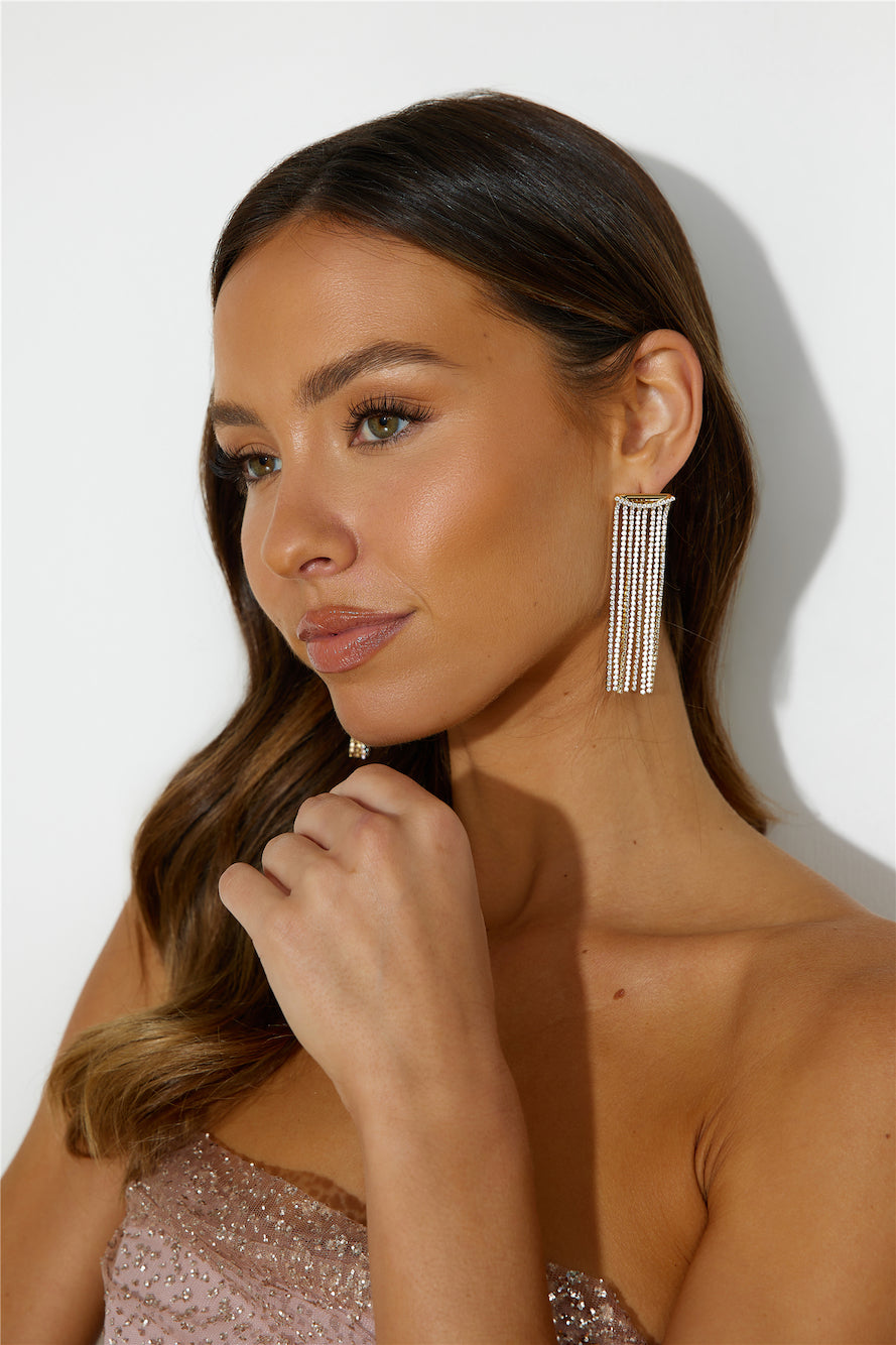 18k Gold Plated Sparkle Waterfall Earrings Gold