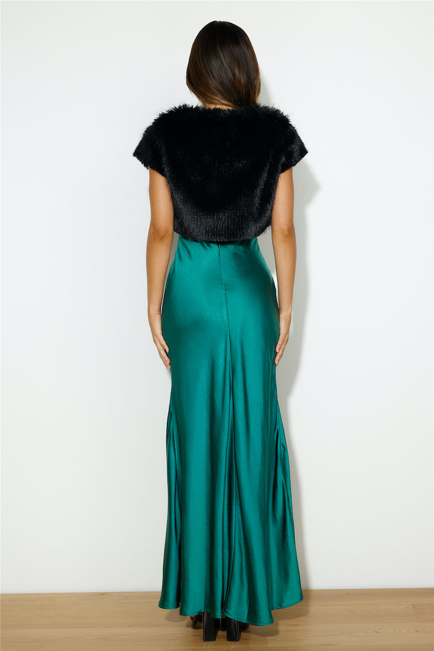 Cool Chill Cropped Faux Fur Vest Black