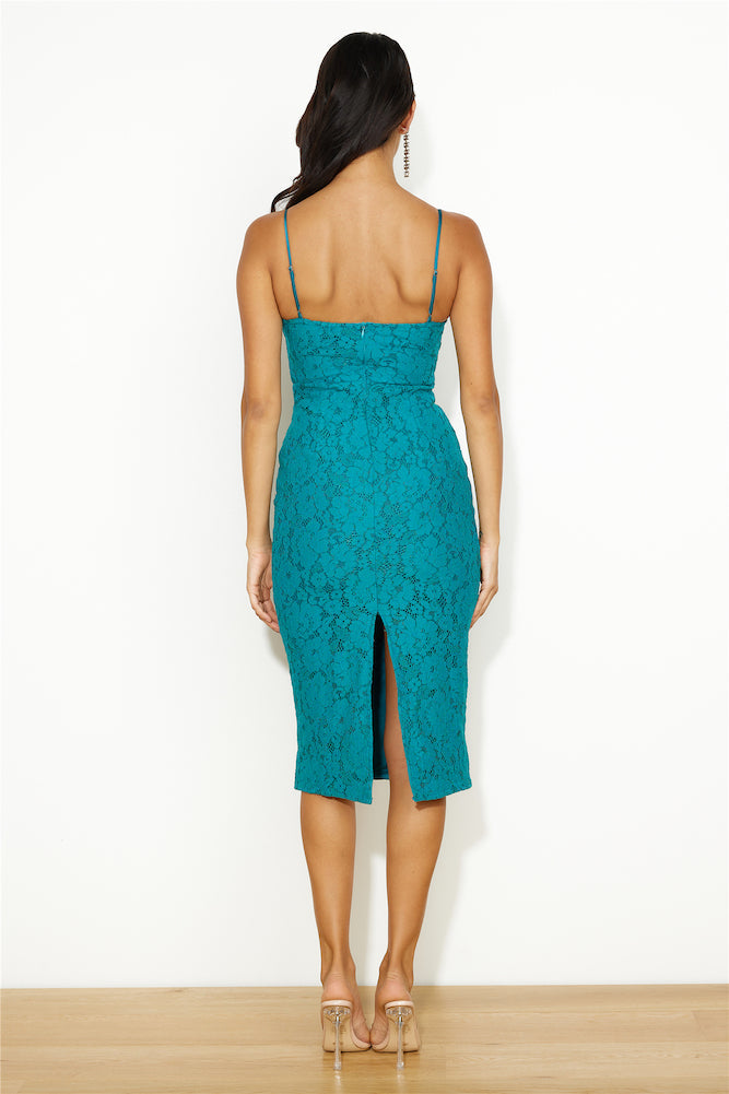 Classy Moment Lace Midi Dress Teal