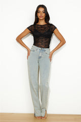 LIONESS Beguile Lace Top Onyx