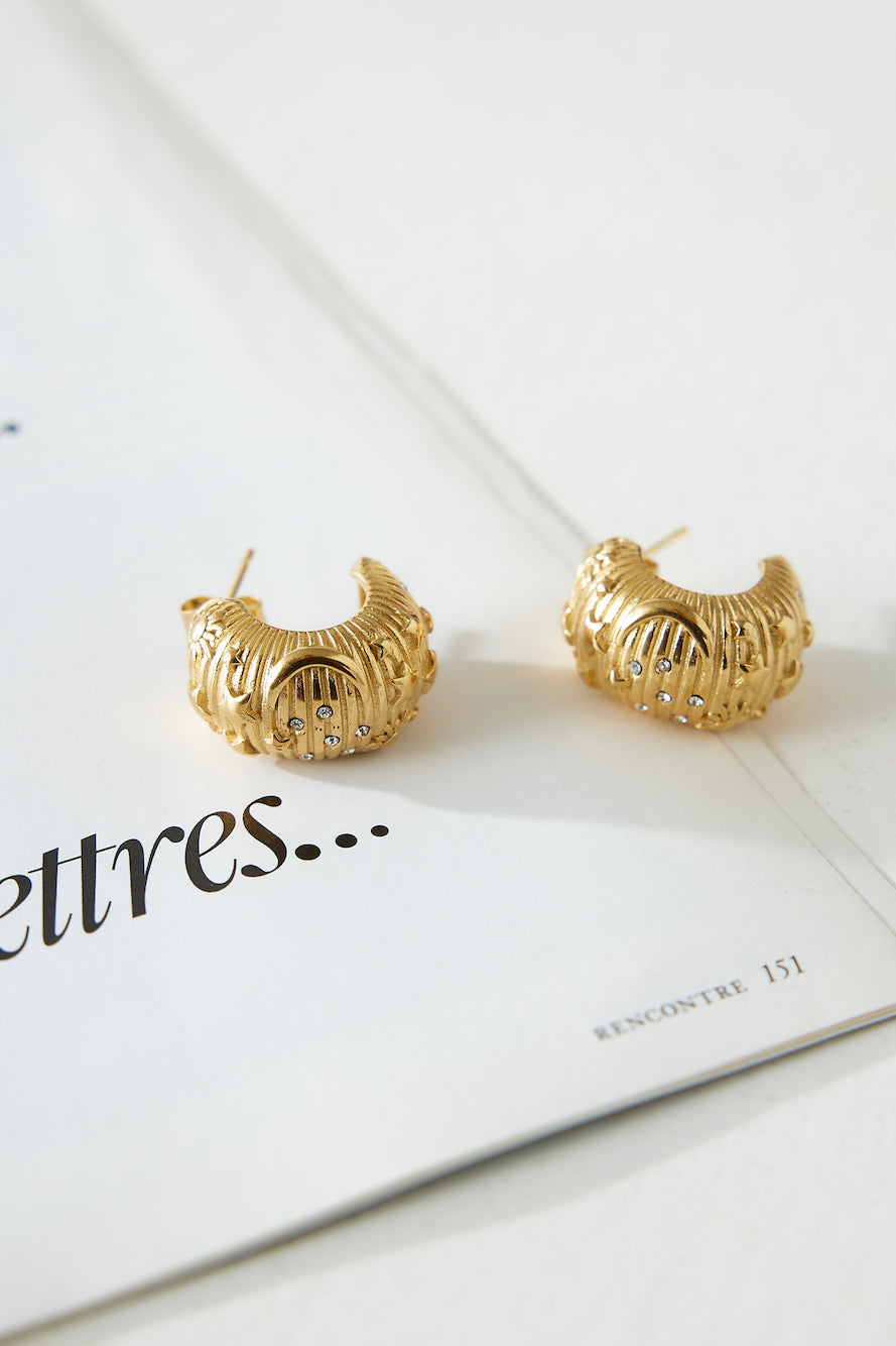 18k Gold Plated Designer Earrings Gold