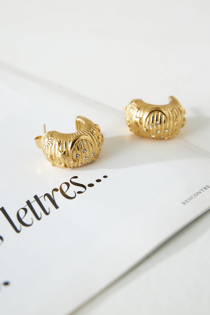18k Gold Plated Designer Earrings Gold