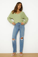 ABRAND A '94 High Straight Louise Rip Jeans Distressed Vintage Blue