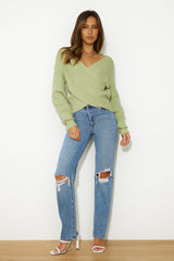 ABRAND A '94 High Straight Louise Rip Jeans Distressed Vintage Blue
