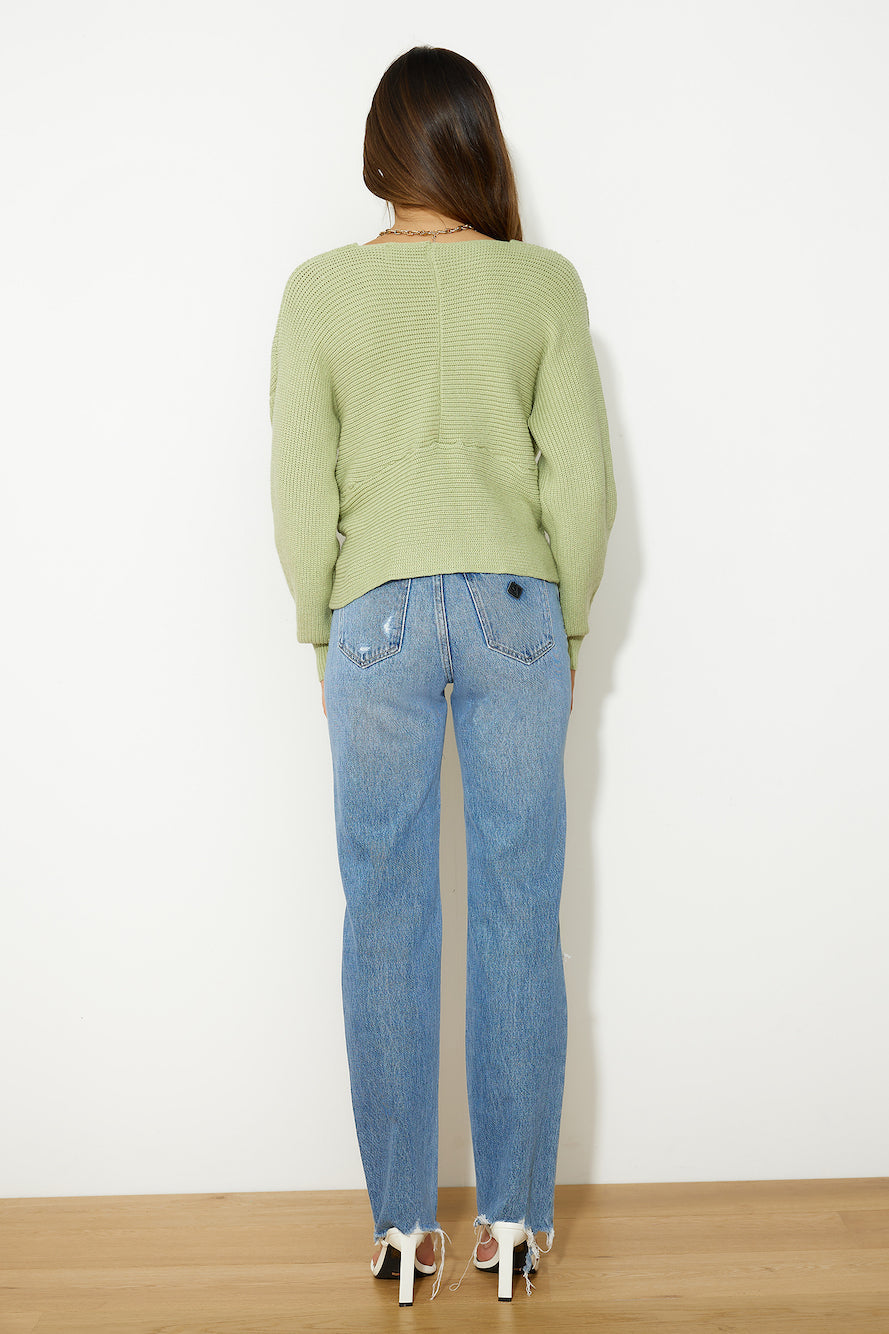 ABRAND A '94 High Straight Louise Rip Jeans Distressed Vintage Blue