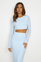 Island At Dusk Crop Top Blue
