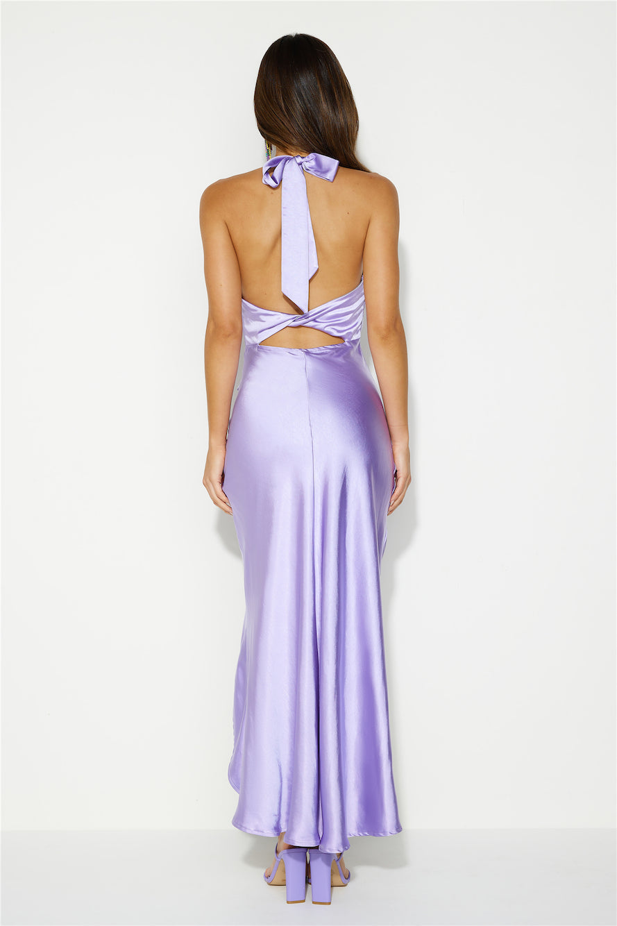 Light Minds Satin Midi Dress Lilac