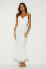 Diamond Ring Lace Maxi Dress White