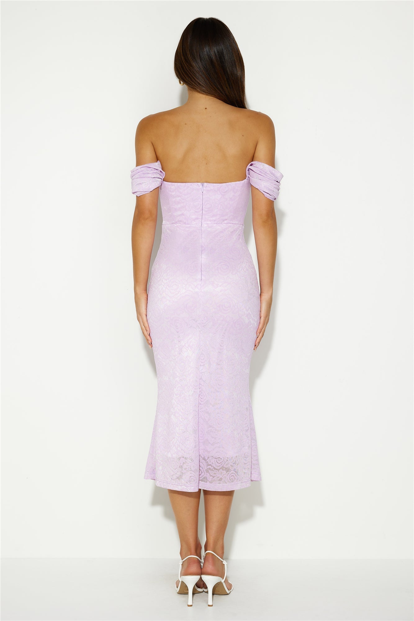 Linking Up Lace Midi Dress Lilac