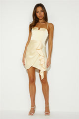 Frill For You Satin Mini Dress Yellow