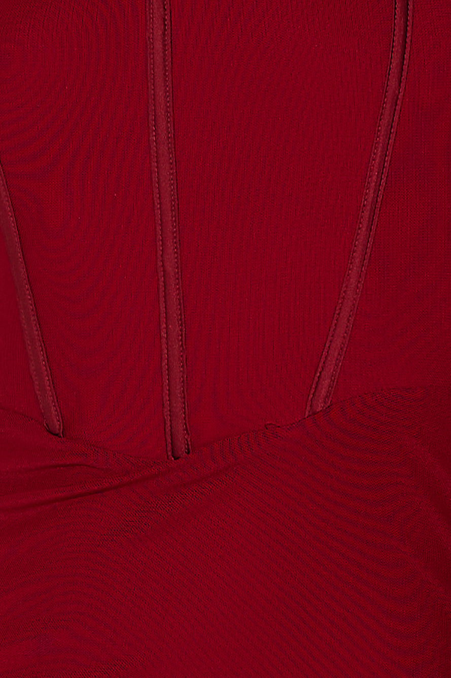 Her Dream Fit Mesh Maxi Dress Burgundy