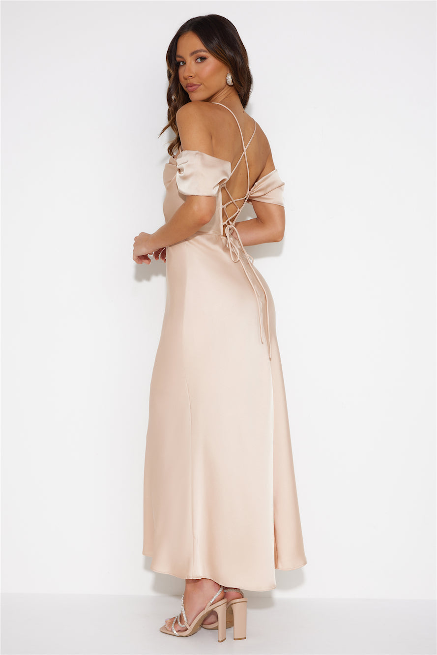 Lover Of Love Satin Maxi Dress Champagne
