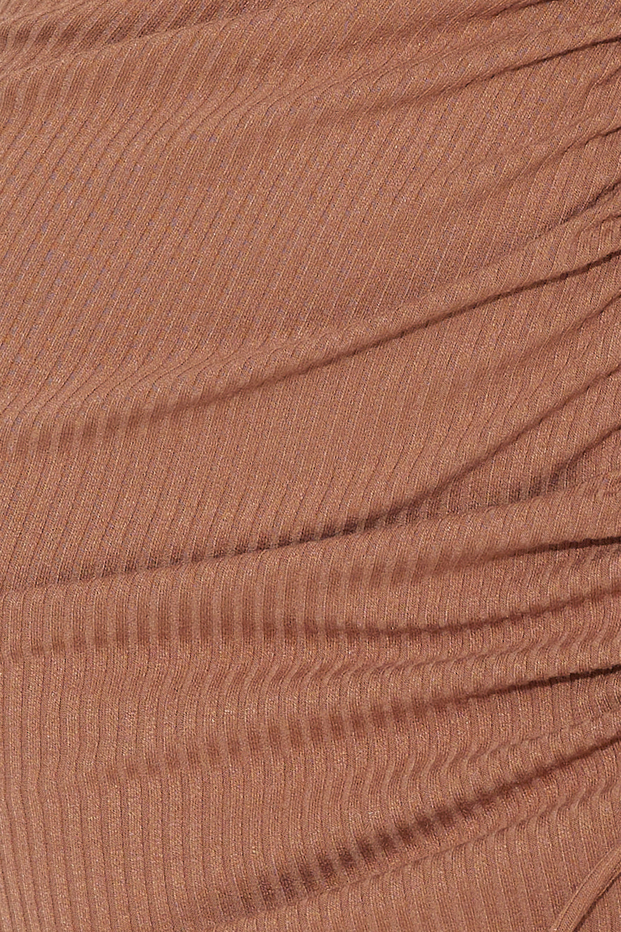Feel The Mood Ribbed Mini Dress Brown