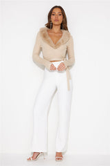 Off Duty Wrap Top Beige